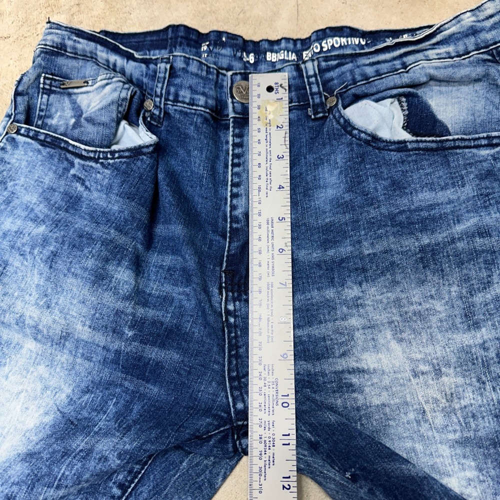 V19.69 Italia Abbigliamento Jeans Blue Acid Wash Distressed Zip Detail W36 L30 - Picture 6 of 12
